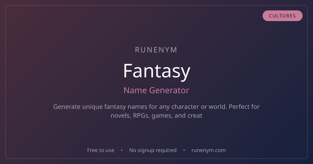Fantasy Name Generator - Runenym | Runenym